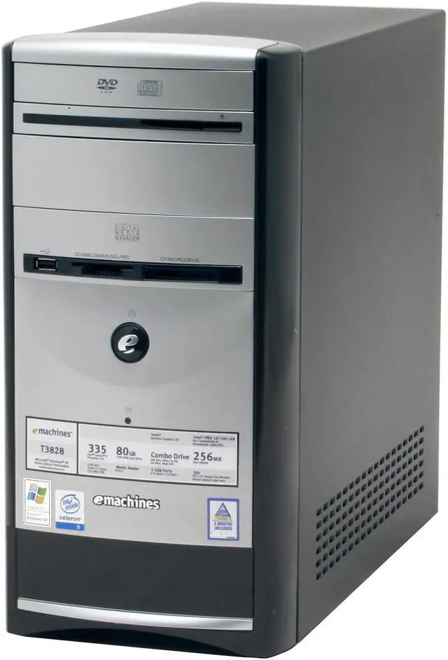 Alt view image 3 of 14 - eMachines Desktop PC T3828 2.80GHz 256MB DDR 80GB HDD Intel Extreme Graphics Windows XP Home
