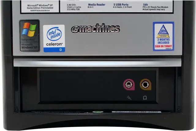 Alt view image 5 of 14 - eMachines Desktop PC T3828 2.80GHz 256MB DDR 80GB HDD Intel Extreme Graphics Windows XP Home