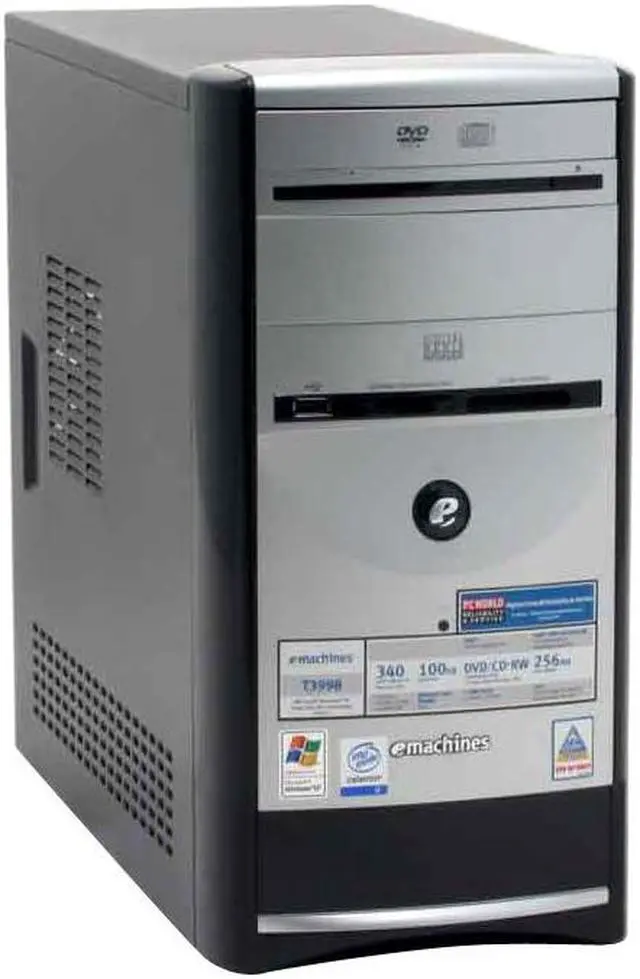 Alt view image 2 of 14 - eMachines Desktop PC T3998 Intel Celeron D 340 256MB DDR 100GB HDD Intel Extreme Graphics 2 Windows XP Home