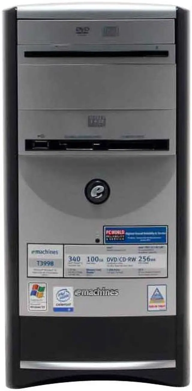 Alt view image 4 of 14 - eMachines Desktop PC T3998 Intel Celeron D 340 256MB DDR 100GB HDD Intel Extreme Graphics 2 Windows XP Home