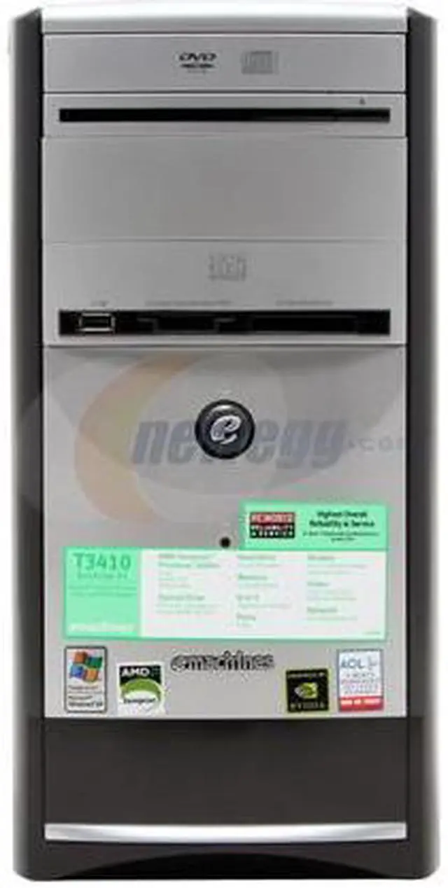 Alt view image 3 of 9 - eMachines Desktop PC T3410 3400+ 512MB DDR 160GB HDD NVIDIA GeForce 6100 Windows XP Home
