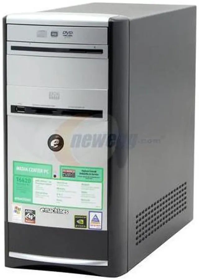 Alt view image 3 of 18 - eMachines Desktop PC T6420 3400+ 1GB DDR 200GB HDD NVIDIA GeForce 6100 Windows XP Media Center
