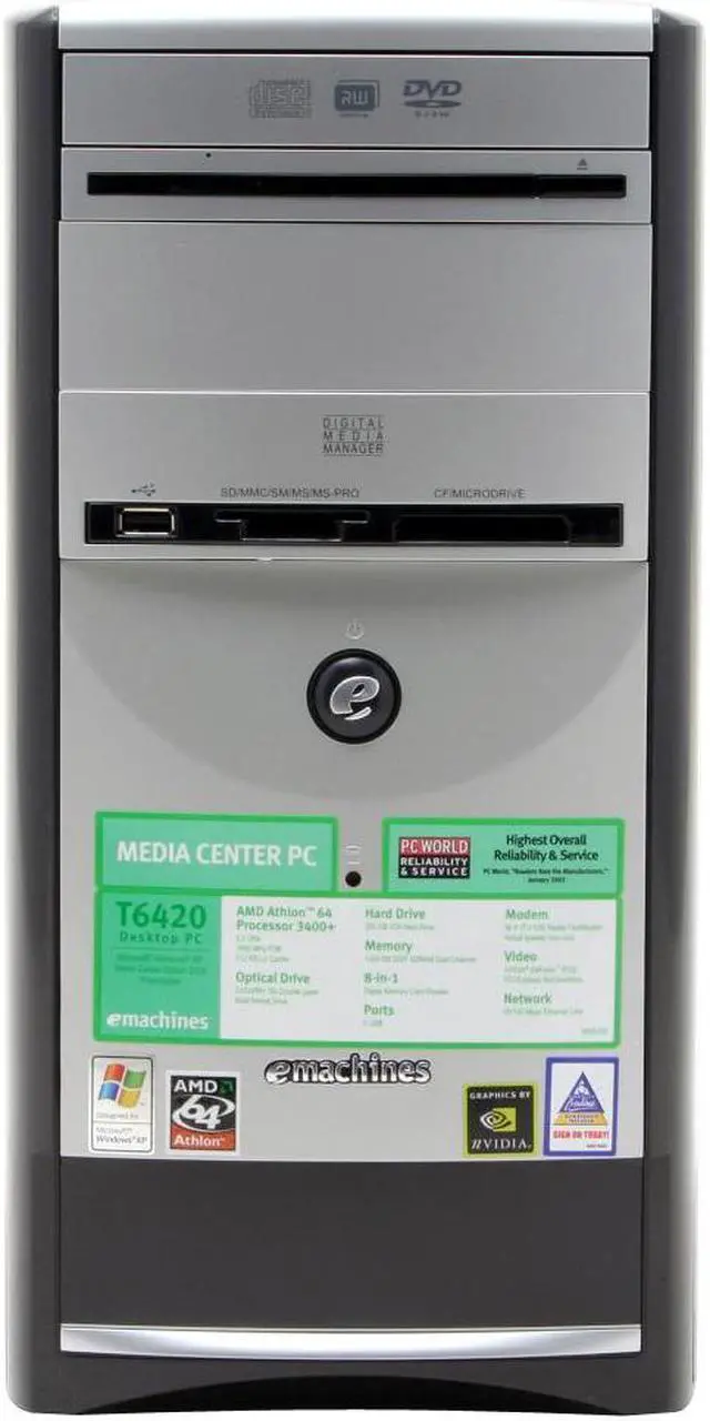 Alt view image 4 of 18 - eMachines Desktop PC T6420 3400+ 1GB DDR 200GB HDD NVIDIA GeForce 6100 Windows XP Media Center