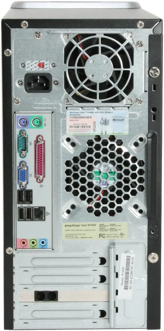 Alt view image 7 of 17 - eMachines Desktop PC W3609 - RA Intel Celeron D 356 512MB DDR2 120GB HDD Intel GMA 950 Windows Vista Home Basic