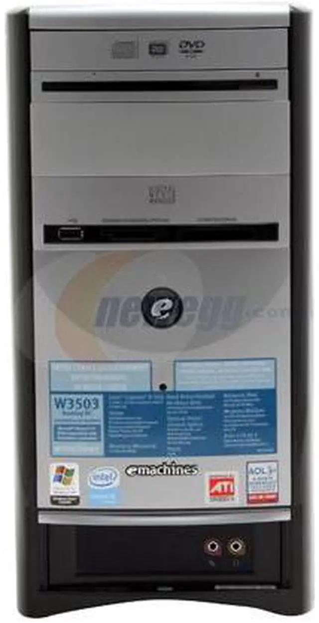 Alt view image 2 of 19 - eMachines Desktop PC W3503 - RA Intel Celeron D 356 512MB DDR 160GB HDD ATI Radeon Xpress 200 Integrated Windows XP Media Center Edition 2005