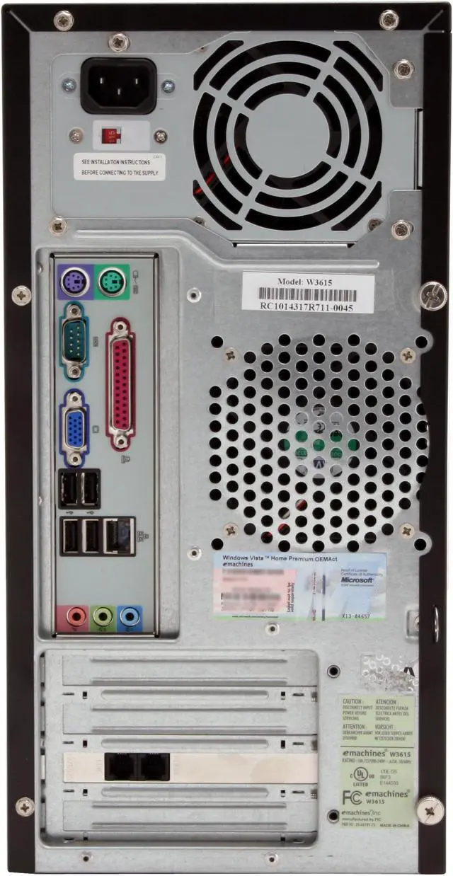 Alt view image 8 of 19 - eMachines Desktop PC W3615 - RA Intel Pentium 4 631 1GB DDR2 160GB HDD Intel GMA 950 Windows Vista Home Premium