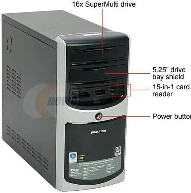 Alt view image 2 of 17 - eMachines Desktop PC T5230 - RA 4400+ 1GB DDR2 250GB HDD NVIDIA GeForce 6150 SE Windows Vista Home Premium
