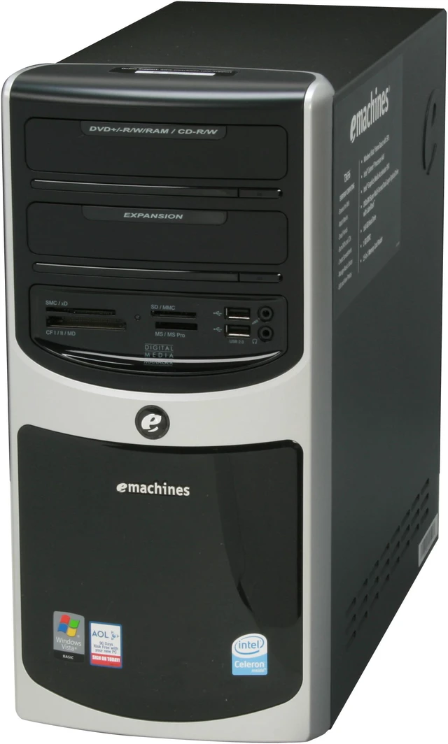 Alt view image 4 of 14 - eMachines Desktop PC T3656 Intel Celeron 440 1GB DDR2 160GB HDD Intel GMA 950 Windows Vista Home Basic