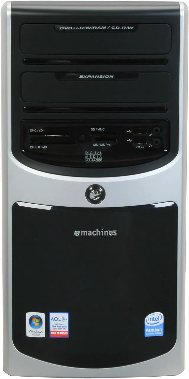 Alt view image 3 of 20 - eMachines Desktop PC T5274 Intel Pentium E2180 2GB DDR2 320GB HDD Intel GMA 950 Windows Vista Home Premium