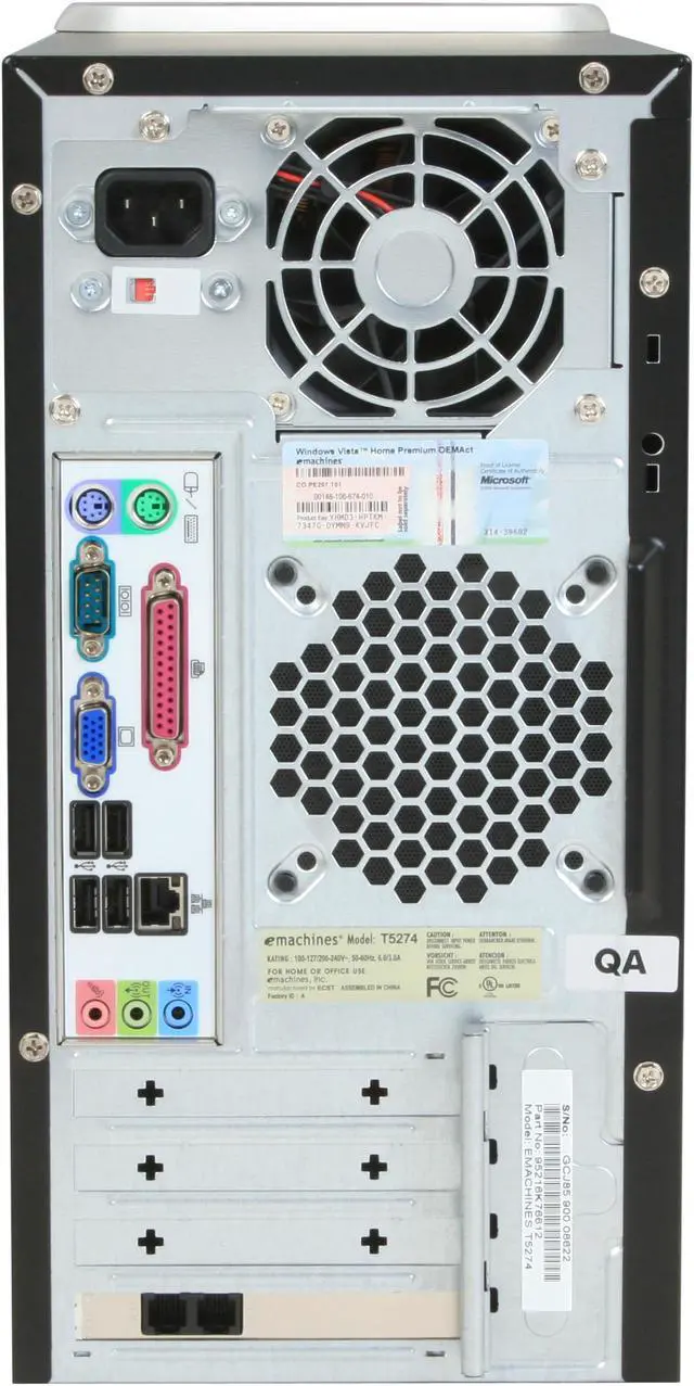 Alt view image 14 of 20 - eMachines Desktop PC T5274 Intel Pentium E2180 2GB DDR2 320GB HDD Intel GMA 950 Windows Vista Home Premium