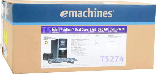 Alt view image 20 of 20 - eMachines Desktop PC T5274 Intel Pentium E2180 2GB DDR2 320GB HDD Intel GMA 950 Windows Vista Home Premium