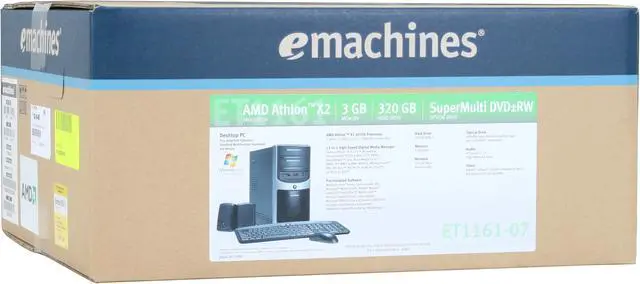Alt view image 19 of 19 - eMachines Desktop PC ET1161-07 AMD Athlon X2 4050e 3GB DDR2 320GB HDD NVIDIA GeForce 6150 SE Windows Vista Home Premium
