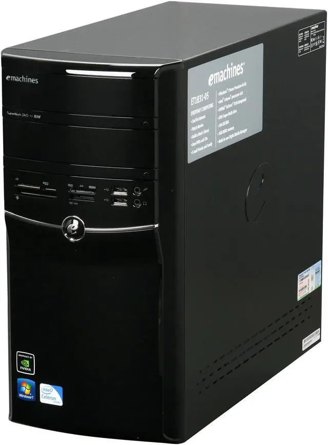 Alt view image 3 of 9 - eMachines Desktop PC ET1831-05 Intel Celeron 450 3GB DDR2 500GB HDD NVIDIA GeForce 7050 Windows 7 Home Premium 64-bit