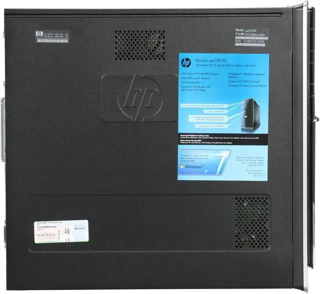 Alt view image 5 of 10 - HP Desktop PC Pavilion P6230F (NY548AA#ABA) AMD Phenom II X4 810 8GB DDR3 750GB HDD ATI Radeon HD 4200 Windows 7 Home Premium 64-bit