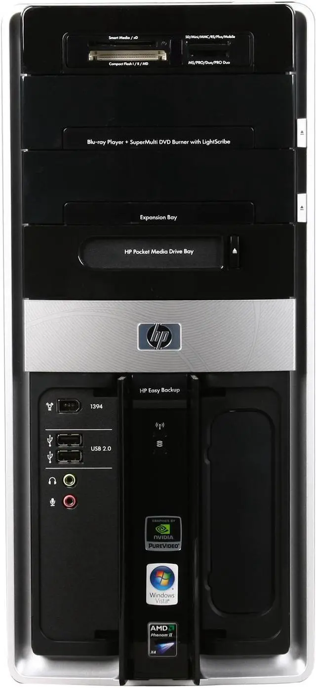 Alt view image 2 of 9 - HP Desktop PC Pavilion Elite M9660F(NP102AAR#ABA) AMD Phenom II X4 940 8GB DDR2 750GB HDD NVIDIA GeForce 9800 GT Windows Vista Home Premium 64-bit
