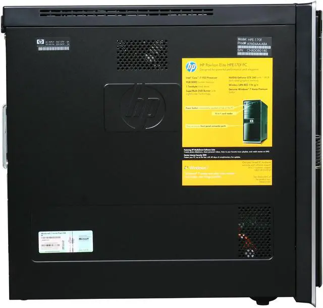 Alt view image 4 of 10 - HP Desktop PC Pavilion Elite HPE-170F(AY604AA#ABA) Intel Core i7-920 9GB DDR3 1TB HDD NVIDIA GeForce GTX 260 Windows 7 Home Premium 64-bit