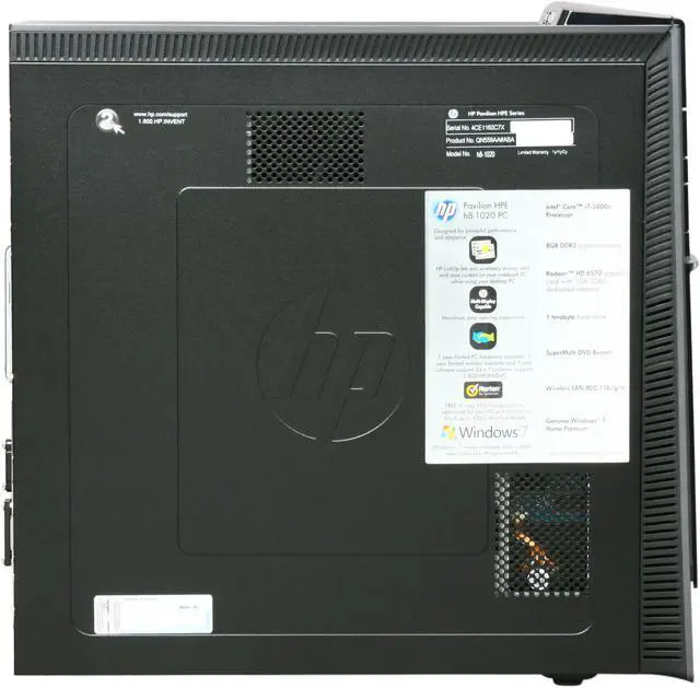Alt view image 4 of 9 - HP Desktop PC Pavilion Elite h8-1020 (QN559AA#ABA) Intel Core i7-2600S 8GB DDR3 1TB HDD AMD Radeon HD 6570 Windows 7 Home Premium 64-bit