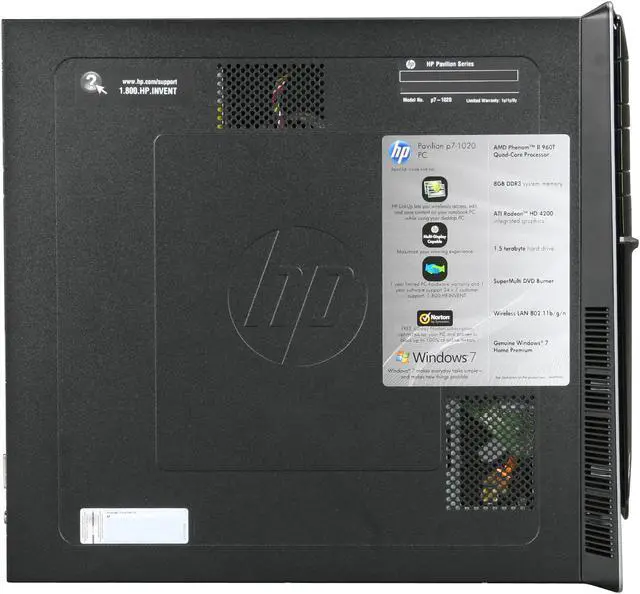 Alt view image 4 of 9 - HP Desktop PC Pavilion p7-1020 (BV704AA#ABA) AMD Phenom II X4 960T 8GB DDR3 1.5TB HDD ATI Radeon HD 4200 Windows 7 Home Premium 64-bit