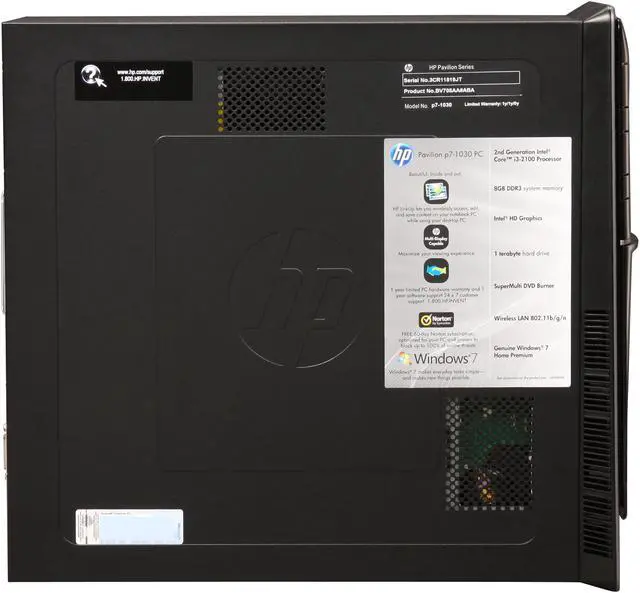 Alt view image 4 of 9 - HP Desktop PC Pavilion p7-1030 (BV705AA#ABA) Intel Core i3-2100 8GB DDR3 1TB HDD Intel HD Graphics Windows 7 Home Premium 64-bit