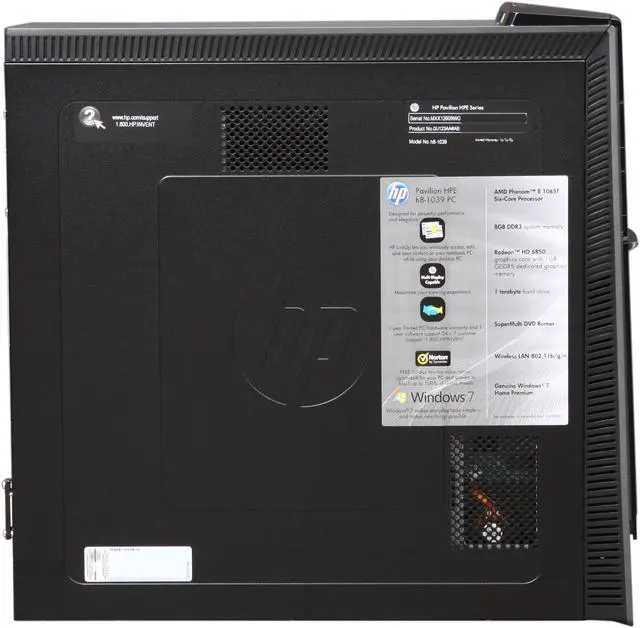 Alt view image 4 of 9 - HP Desktop PC Pavilion Elite h8-1039 (QU123AA#ABA) AMD Phenom II X6 1065T 8GB DDR3 1TB HDD AMD Radeon HD 6850 1GB GDDR5 Windows 7 Home Premium 64-bit