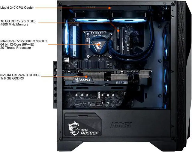 Alt view image 9 of 15 - MSI Gaming Desktop Aegis RS 12TG-285US Intel Core i7-12700KF 16GB DDR5 1TB PCIe SSD GeForce RTX 3060 Ti Windows 11 Home 64-bit