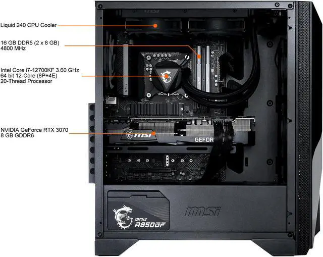 Alt view image 13 of 18 - MSI Gaming Desktop Aegis RS 12TD-297US Intel Core i7-12700KF 16GB DDR5 1TB PCIe SSD GeForce RTX 3070 Windows 11 Home 64-bit