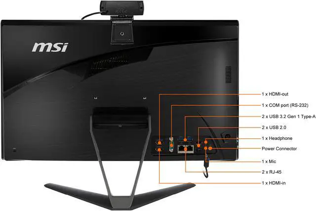 Alt view image 12 of 12 - MSI All-in-One Computer PRO 22XT 10M-660US Intel Core i7-10700 8GB DDR4 256GB PCIe SSD 21.5" Touchscreen Windows 11 Home 64-bit