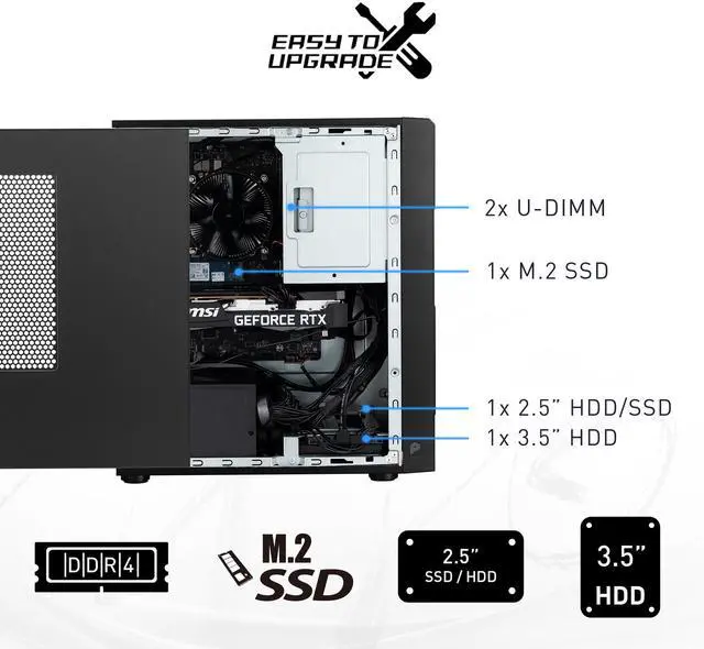 Alt view image 15 of 20 - MSI Desktop Computer PRO DP180 13NUC-223US Intel Core i5-13400F 16GB DDR4 2TB PCIe SSD GeForce RTX 4060 Windows 11 Pro 64-bit