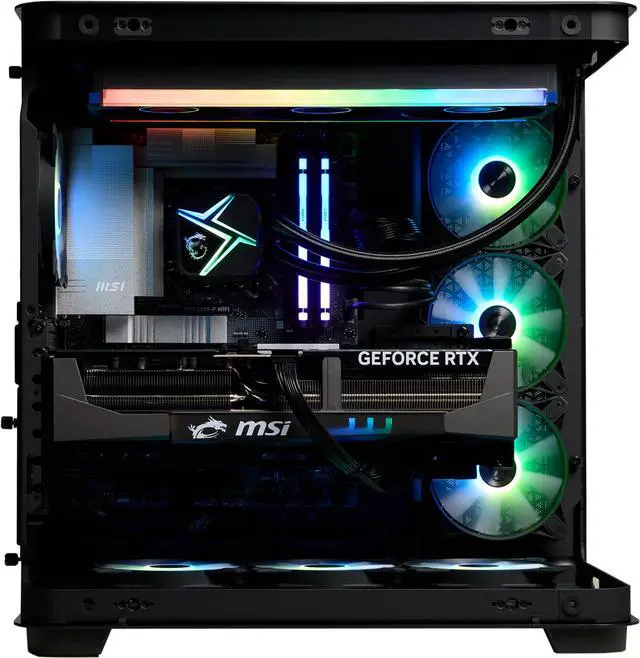 Alt view image 12 of 14 - MSI Vision Elite(Tower) Gaming Desktop,Intel Ultra9 285K , RTX 5090,  DDR5 6000 RGB 64GB Memory (32GB x 2), Gen 4 2TB M.2 NVMe,1300W USB Type-C, VR-Ready, Windows 11 Pro highend