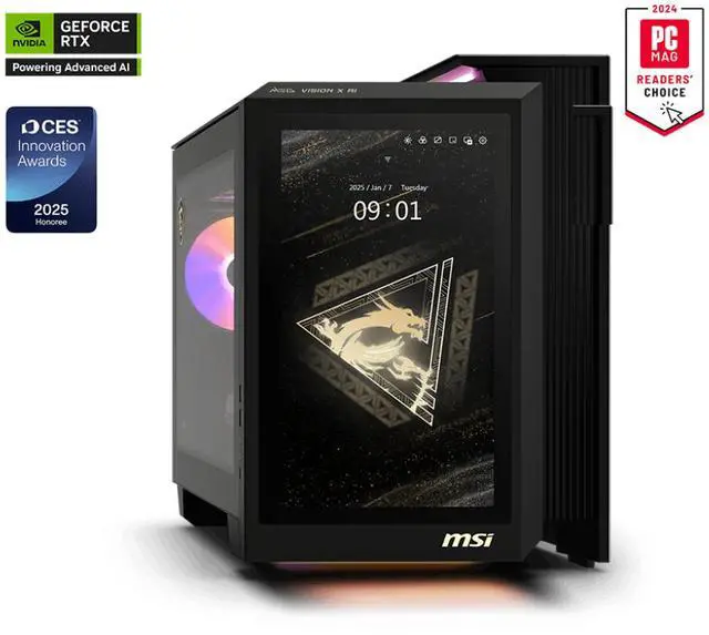 Alt view image 5 of 14 - MSI Gaming Desktop PC MEG Vision X AI 2NVZ9-045US Intel Core Ultra 9 285K 64GB DDR5 2TB NVMe SSD GeForce RTX 5090 Windows 11 Pro