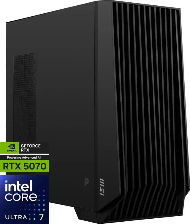 Main image of MSI Gaming Desktop PCs PRO DP400 2NVP-025US Intel Core Ultra 7-265F 32GB DDR5 no hdd HDD 2TB NVMe SSD 0 GB Optane Memory GeForce RTX 5070 Windows 11 Home Advanced