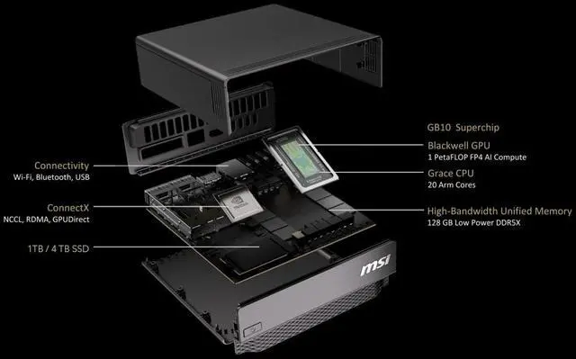Alt view image 15 of 18 - MSI Personal AI Supercomputer EdgeXpert-11SUS 128GB LXDDR5x 4TB SSD with self-encryption SSD