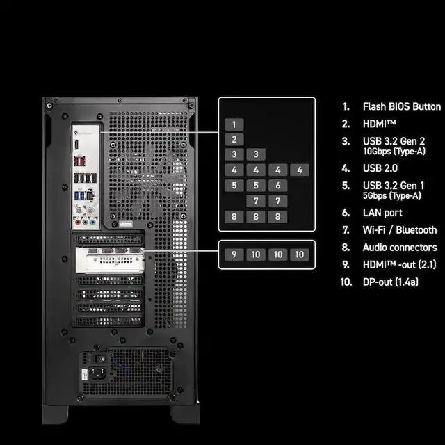 Alt view image 11 of 13 - MSI Gaming Desktop PC AEGIS ZS2 A7NVM-1487US AMD Ryzen 9 7900X 32GB DDR5 1TB SSD GeForce RTX 5060 Ti Windows 11 Home