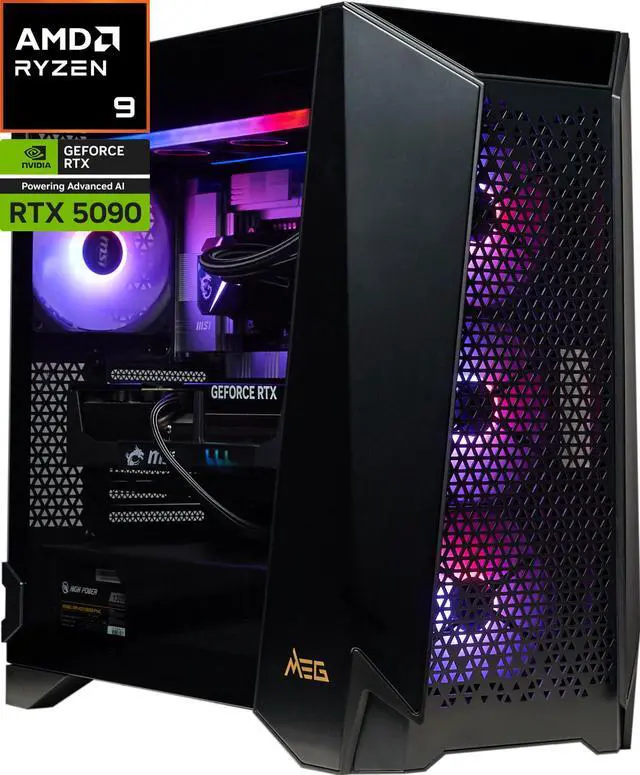 Main image of MSI Infinite ZS Gaming Desktop Ryzen 9 9950X3D RTX 5090 32GB GDDR7 32GB DDR5 2TB NVMe SSD Wi-Fi 6E Windows 11 Home Advanced