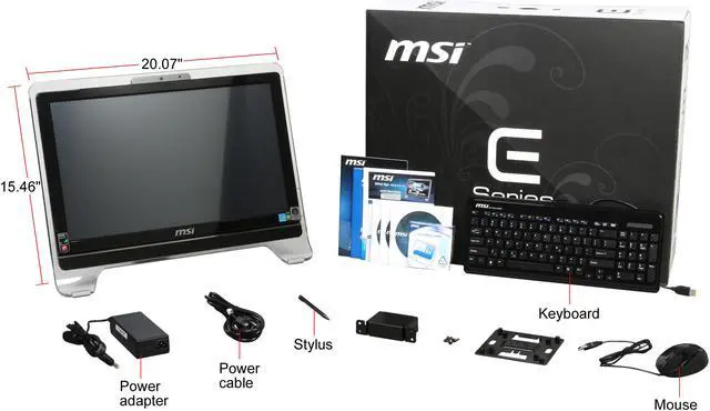 Alt view image 8 of 8 - MSI Desktop PC Wind Top AE2010-02SUS AMD Athlon 64 X2 3250e 4GB DDR2 320GB HDD 20.0" Touchscreen Windows Vista Home Premium / Free Windows 7 Upgrade Coupon