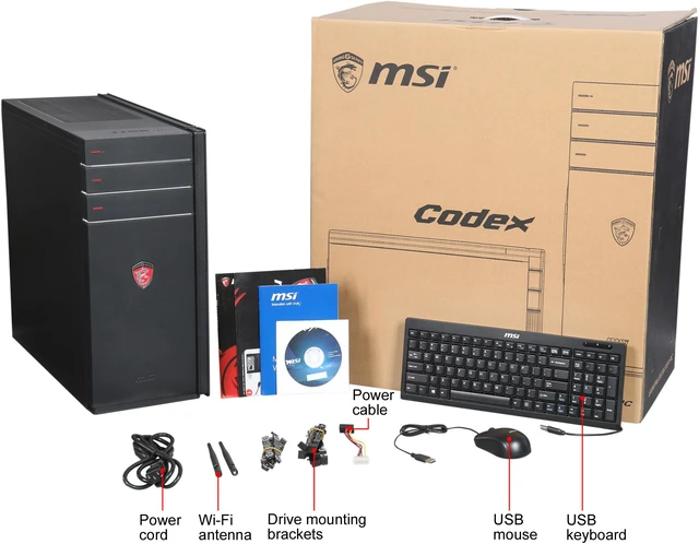 Alt view image 6 of 6 - MSI Desktop Computer Codex X-033US Intel Core i7-6700K 16GB DDR4 1TB HDD 256GB SSD GeForce GTX 1080 Windows 10 Home 64-Bit