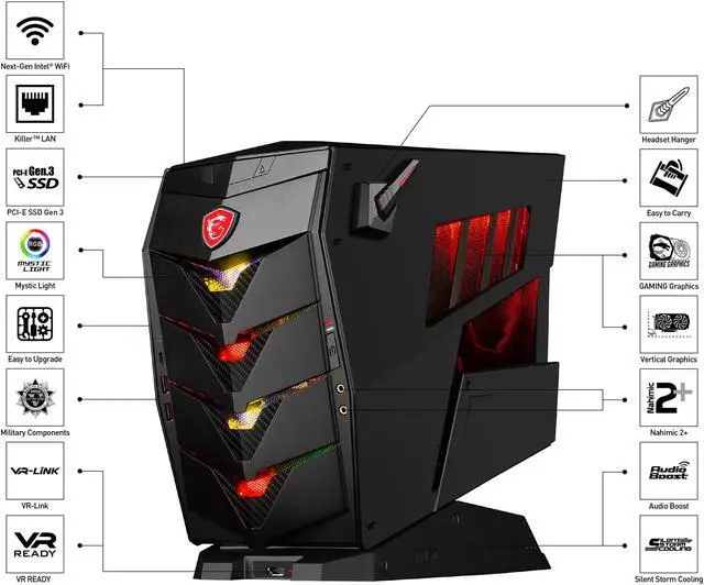 Alt view image 3 of 20 - MSI Desktop Computer Aegis 3 VR7RD-077US Intel Core i7-7700 16GB DDR4 2TB HDD 256GB SSD GeForce GTX 1070 Windows 10 Home 64-Bit (English Only)