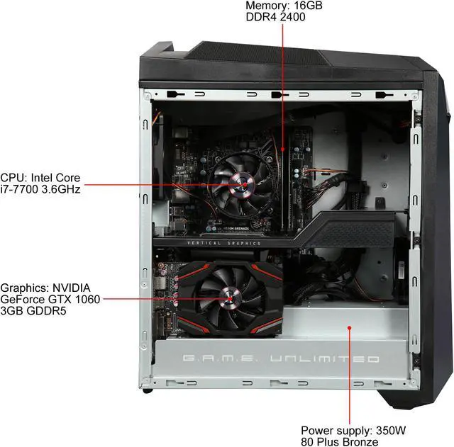 Alt view image 6 of 9 - MSI Desktop Computer Infinite VR7RC-036US Intel Core i7-7700 16GB DDR4 2TB HDD GeForce GTX 1060 Windows 10 Home 64-Bit