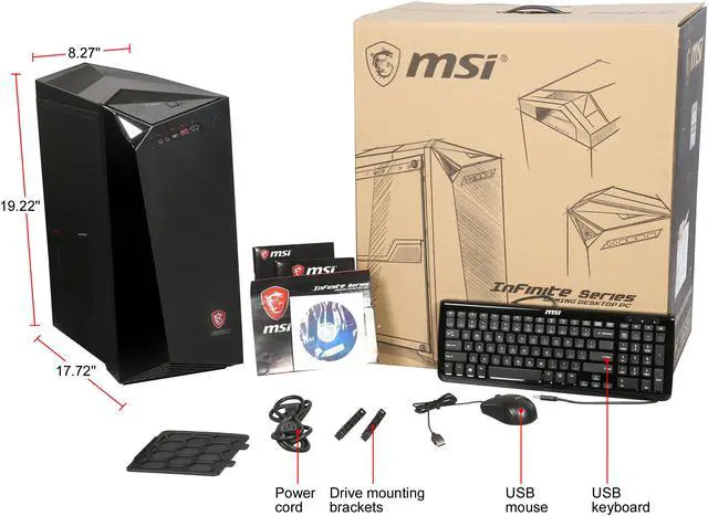 Alt view image 9 of 9 - MSI Desktop Computer Infinite VR7RC-036US Intel Core i7-7700 16GB DDR4 2TB HDD GeForce GTX 1060 Windows 10 Home 64-Bit