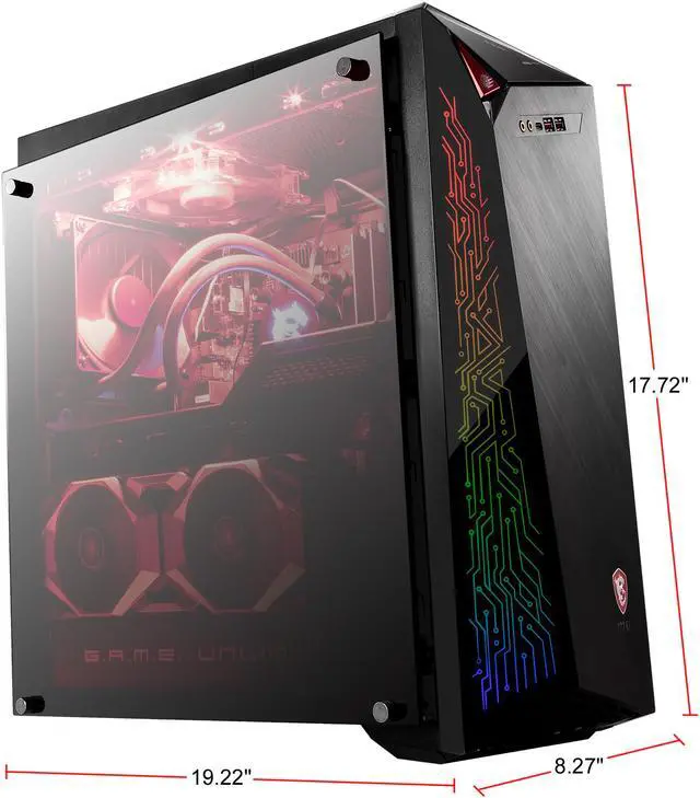 Alt view image 8 of 8 - MSI Gaming Desktop Infinite X Plus 9SD-468US Intel Core i7-9700KF 16GB DDR4 3TB HDD 1TB SSD GeForce RTX 2070 SUPER Windows 10 Pro 64-bit