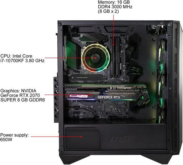 Alt view image 6 of 8 - MSI Gaming Desktop Aegis RS 10SD-014US Intel Core i7-10700KF 16GB DDR4 1TB SSD GeForce RTX 2070 SUPER Windows 10 Home 64-bit