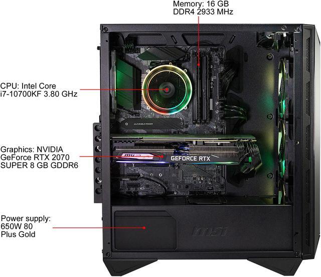Alt view image 6 of 8 - MSI AEGIS RS 10SD-034US - Intel Core i7-10700KF - 16 GB DDR4 - 1 TB HDD + 1 TB SSD - GeForce RTX 2070 SUPER - Windows 10 Home - Gaming Desktop