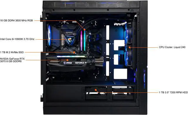 Alt view image 7 of 13 - MSI Gaming Desktop Infinite RS 10TD-080US Intel Core i9-10900K 16GB DDR4 1TB HDD 1TB SSD GeForce RTX 3070 Windows 10 Home 64-bit