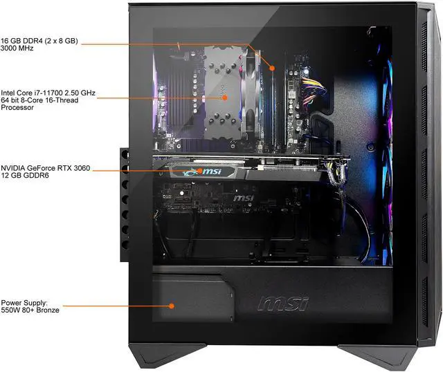 Alt view image 5 of 9 - MSI Gaming Desktop Aegis R 11TC-099US Intel Core i7-11700 16GB DDR4 1TB PCIe SSD GeForce RTX 3060 Windows 10 Home 64-bit