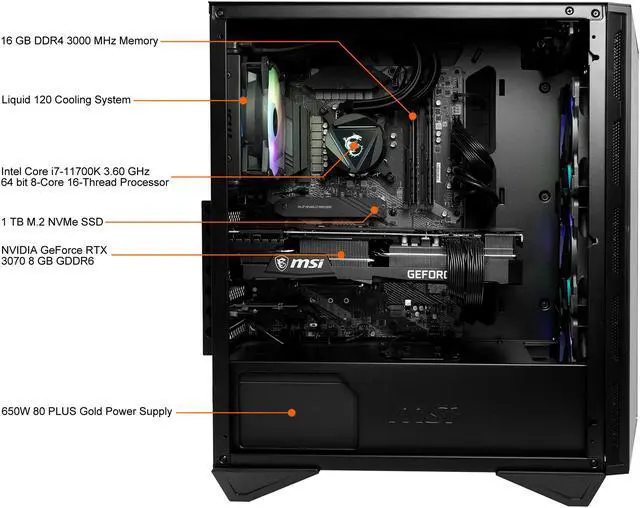 Alt view image 7 of 10 - MSI Gaming Desktop Aegis RS 11TD-203US Intel Core i7-11700K 16GB DDR4 1TB PCIe SSD GeForce RTX 3070 Windows 10 Home 64-bit