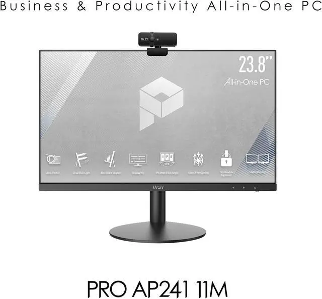 Alt view image 16 of 20 - MSI All-in-One Computer PRO AP241 11M-004US Intel Pentium Gold G6405 4GB DDR4 120GB SSD 23.8" Windows 10 Pro 64-bit