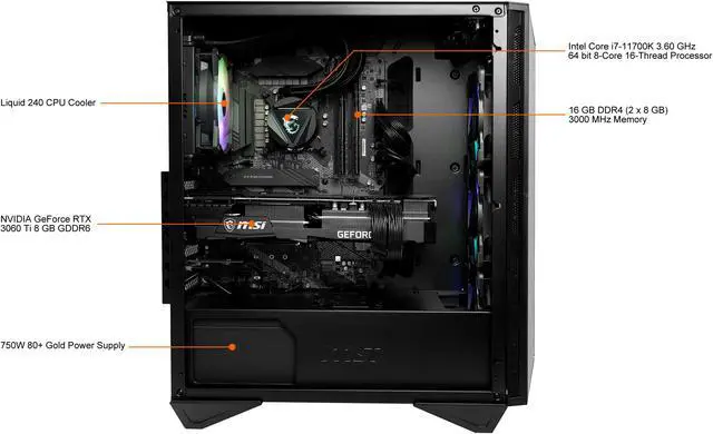 Alt view image 7 of 10 - MSI Gaming Desktop Aegis RS 11TG-222US Intel Core i7-11700K 16GB DDR4 1TB HDD 1TB PCIe SSD GeForce RTX 3060 Ti Windows 10 Home 64-bit