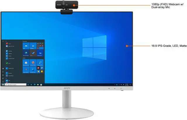 Alt view image 5 of 20 - MSI All-in-One Computer PRO AP241 11M-009US Intel Core i3-10105 8GB DDR4 250 GB M.2 NVMe SSD 23.8" Windows 11 Home 64-bit