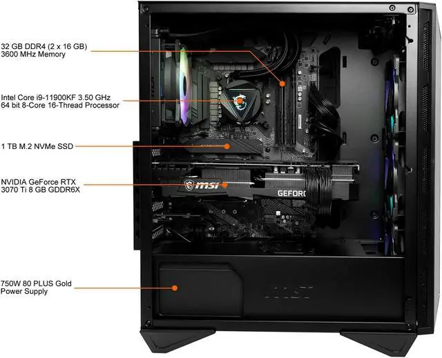 Alt view image 8 of 10 - MSI Gaming Desktop Aegis RS 11TE-243US Intel Core i9-11900KF 32GB DDR4 1 TB M.2 NVMe SSD GeForce RTX 3070 Ti Windows 10 Home 64-bit