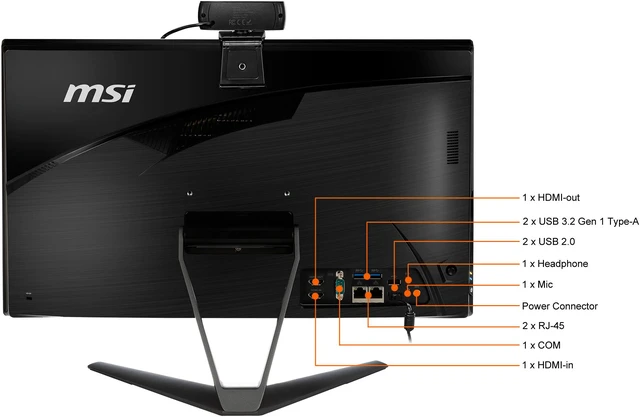 Alt view image 12 of 12 - MSI All-in-One Computer PRO 22XT 10M-460US Intel Core i5-10400 8GB DDR4 256 GB M.2 NVMe SSD 21.5" Touchscreen Windows 11 Pro 64-bit
